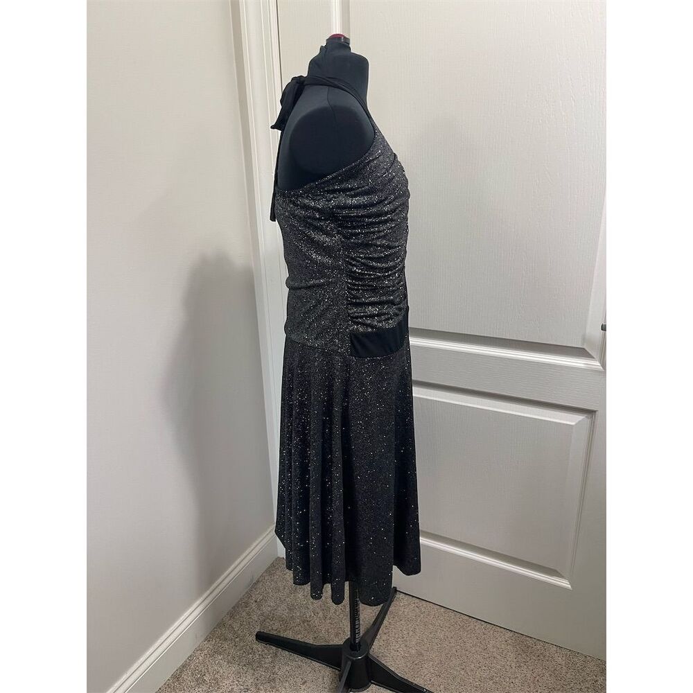 EnFocus Studio Vintage Halter Neck Dress Black Silver Sparkle Size 12 sku156 - Picture 4 of 10